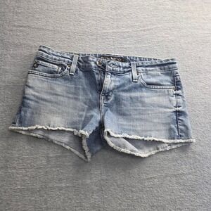 Big Star 1974 Remy Low Rise Denim Shorts Light Wash Cutoff Frayed Hem 32